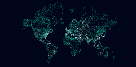 Digital map created by data points and lines