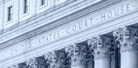 U.S. courthouse building façade with pillars